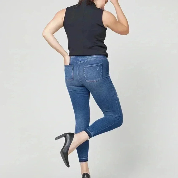 SPANX Distressed Ankle Skinny Jeans, Medium Wash - Picture 8 of 8
